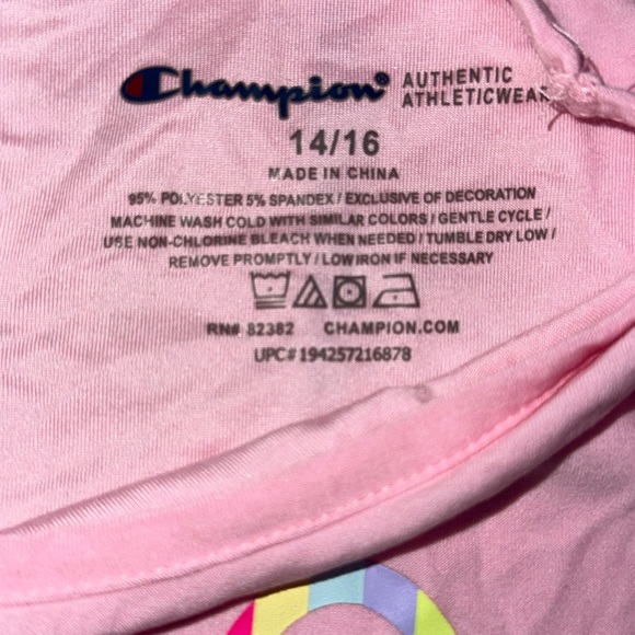 Champion Pink Tee with Vibrant Logo - Picture 2 of 3